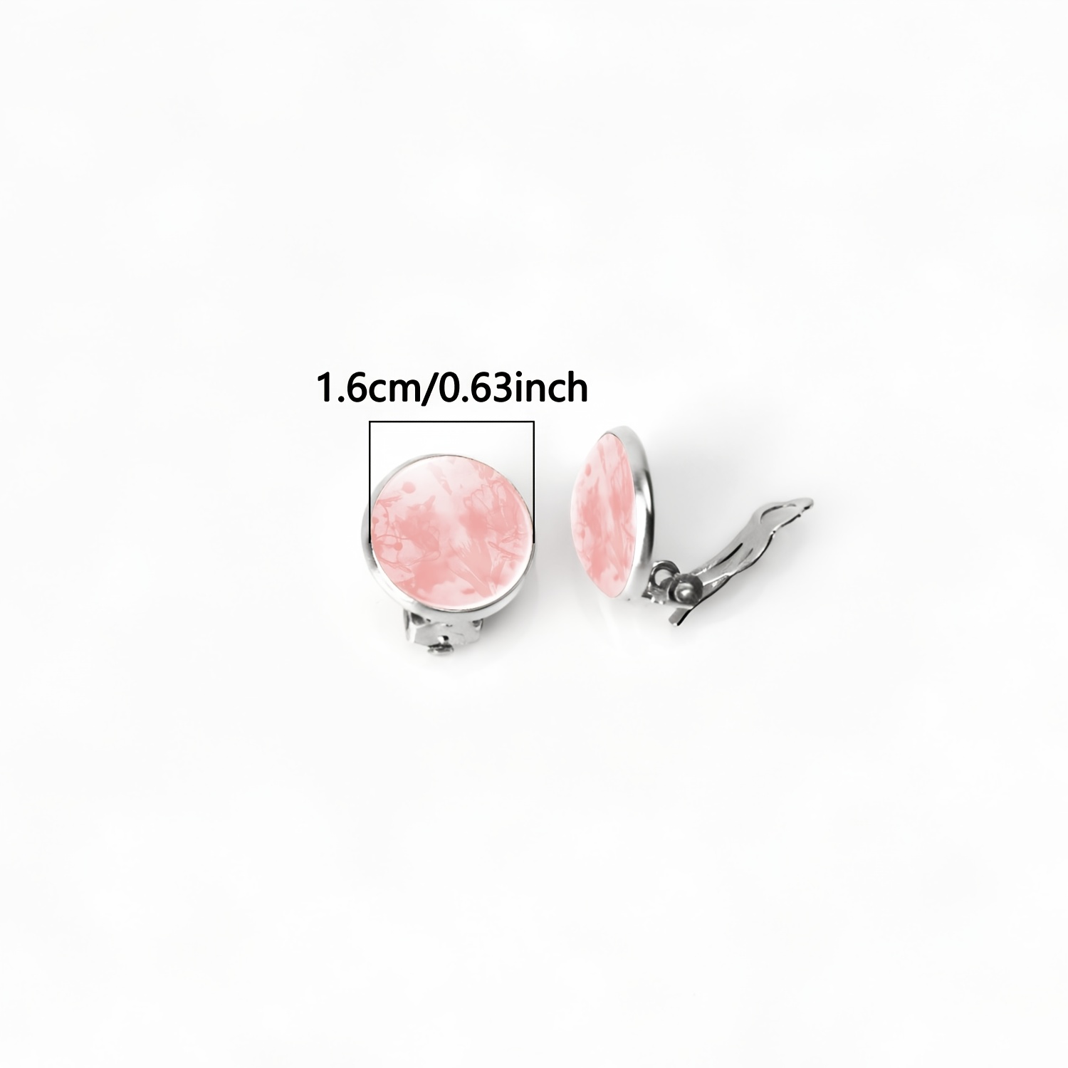 2pcs Set of No-Piercing Round Glass-faced Earrings